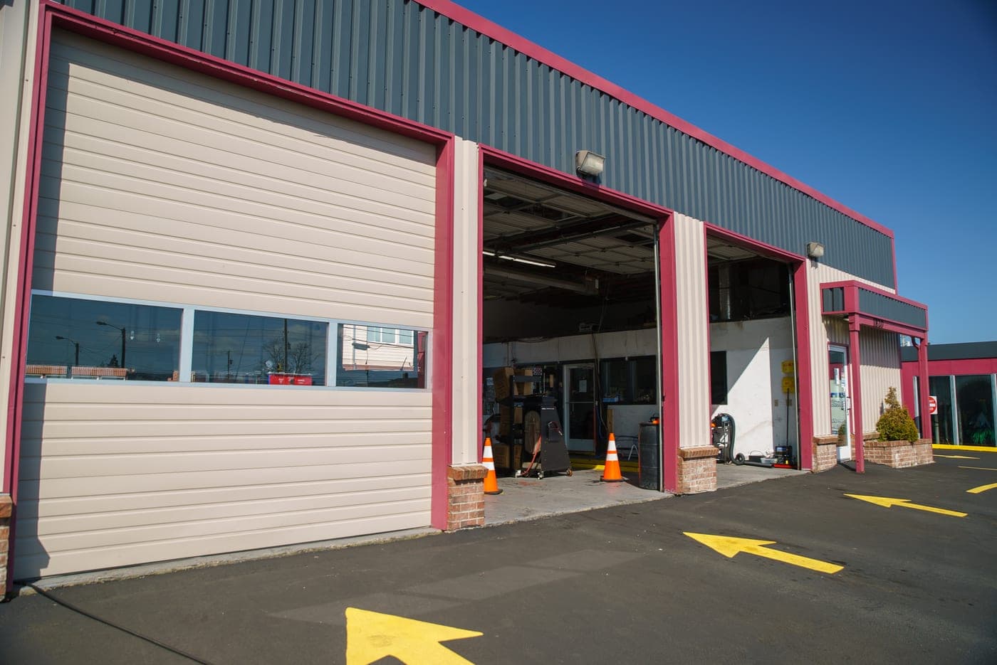 Vehicles being serviced in the Grays Harbor bays